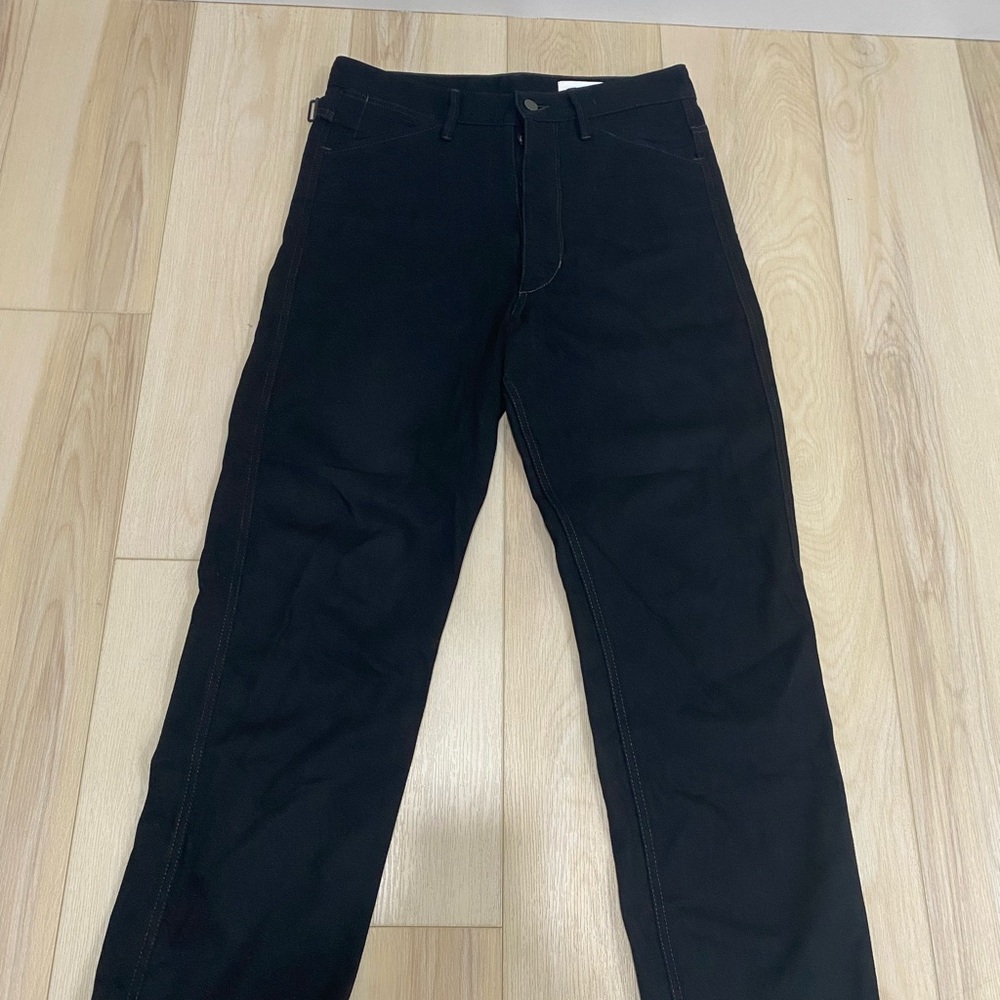 Lemaire Dress Trousers Belted Pleated Washed Adjustable Cotton Pants - 46